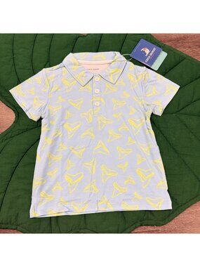 Coco Moon Hawaii Bamboo 3T Electric Bite Polo Shirt Shark Tooth Short Sleeve Top